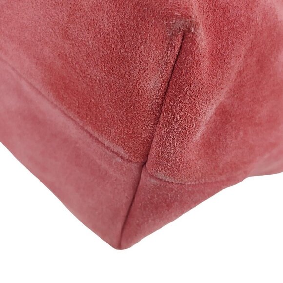 TANNER Made In Italy Pink Coral Suede Top Handle Small Tote Bag Removable Straps - Picture 5 of 10